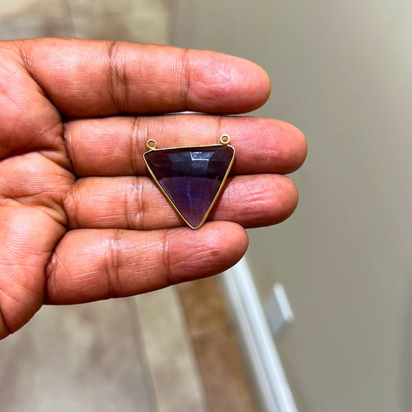Amethyst 25X25mm Triangle Bezel Charms