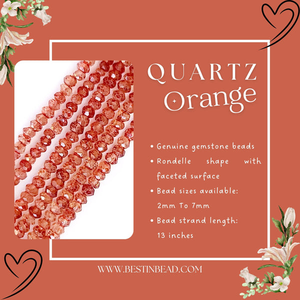 Orange Quartz Gemstone Bead Strand