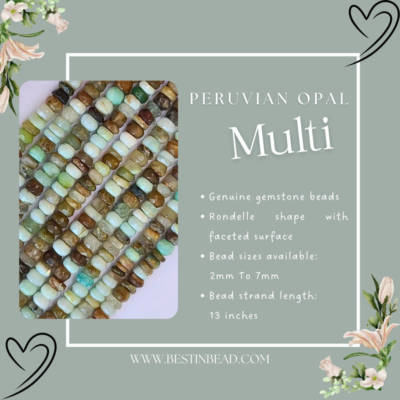 Peruvian Opal Multi Gemstone Bead Strand