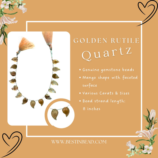 Golden Rutilated Quartz Mango Beads