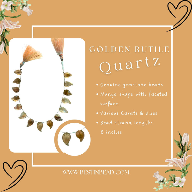 Golden Rutilated Quartz Mango Beads