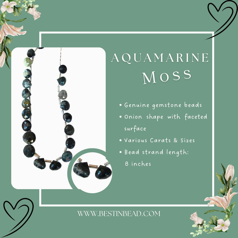 Moss Aquamarine Faceted Onion Beads