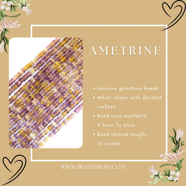 Ametrine Wheel Gemstone Beads