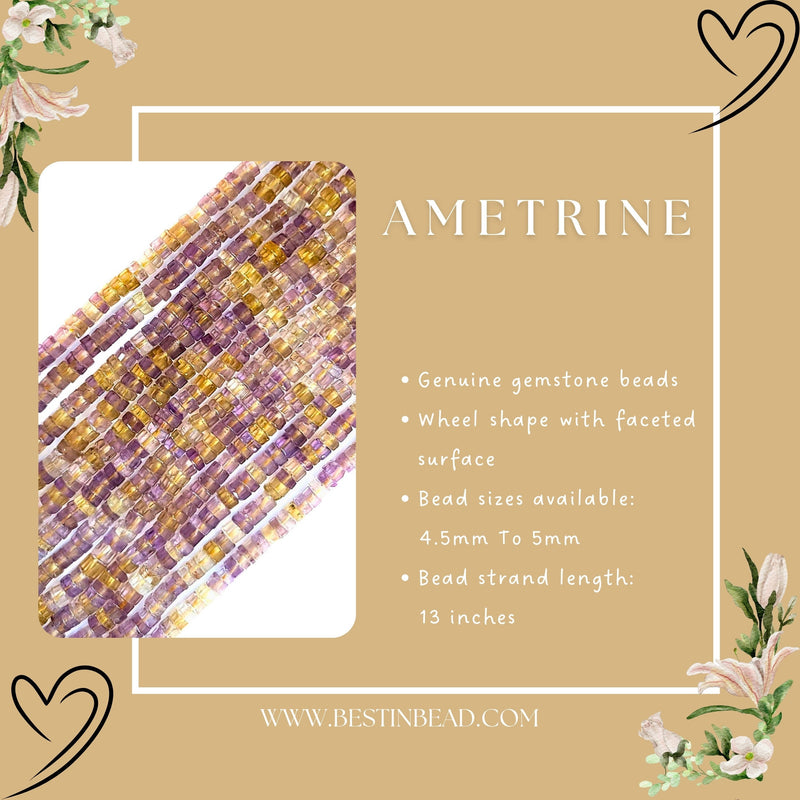 Ametrine Wheel Gemstone Beads