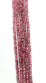 Rondelle Shaped Pink Tourmaline Gemstone Beads