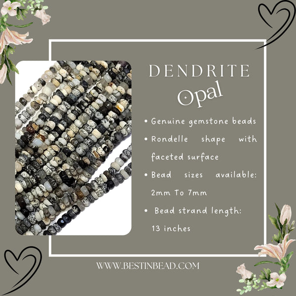 Dendrite Opal Rondelle Gemstone Beads