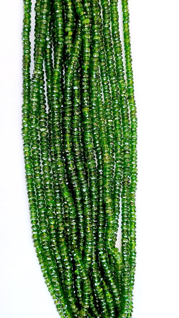 Chrome Diopside Rondelle Gemstone Beads