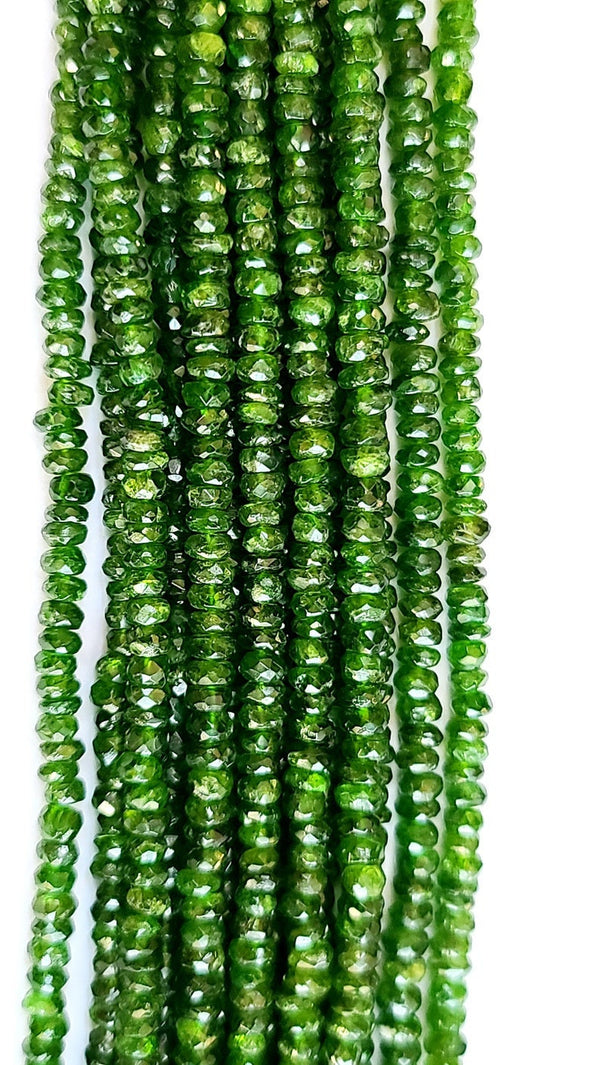 Rondelle Shaped Chrome Diopside Gemstone Beads