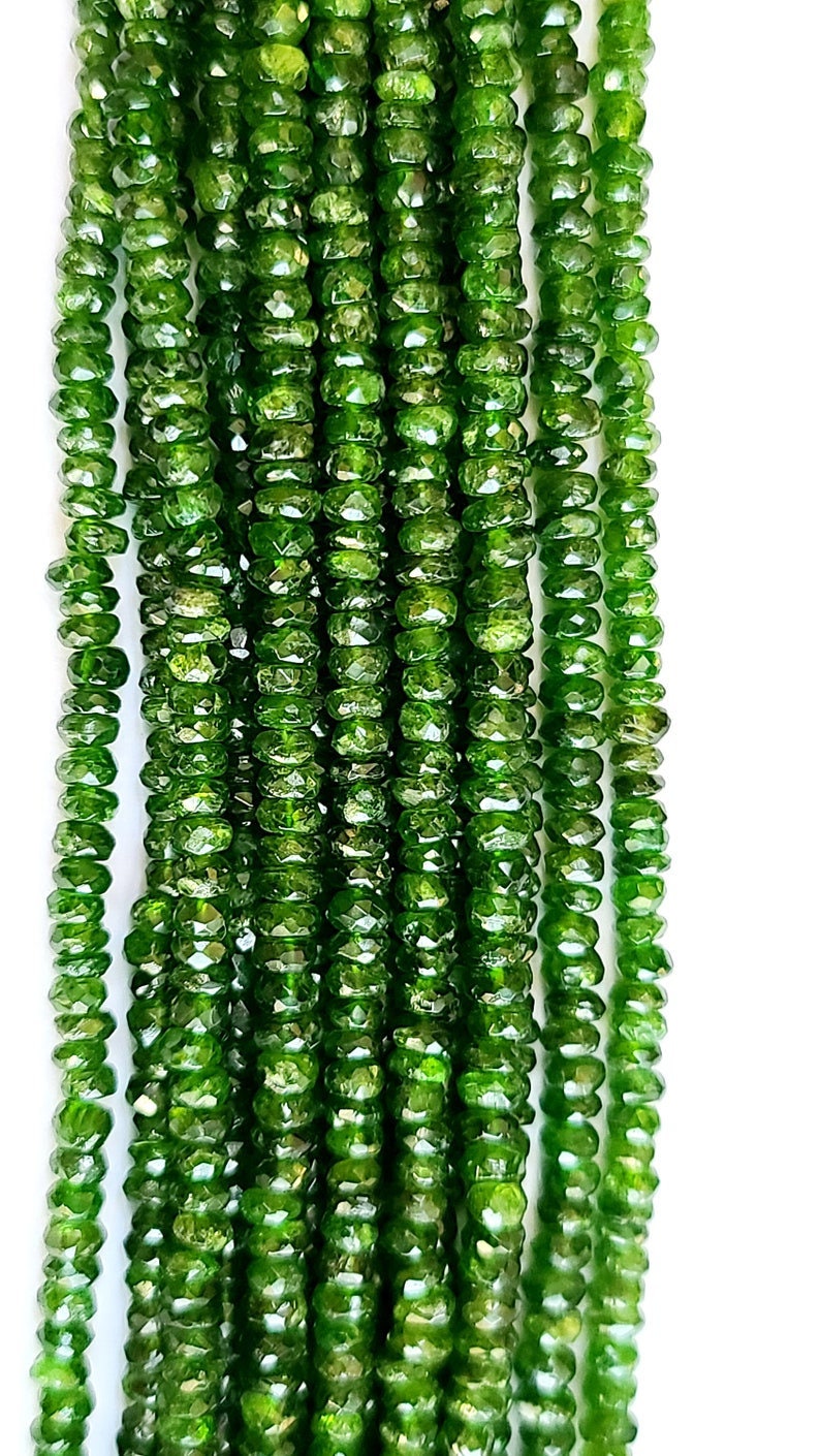 Rondelle Shaped Chrome Diopside Gemstone Beads
