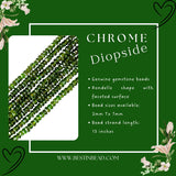 Chrome Diopside Rondelle Gemstone Beads
