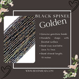 Golden Black Spinel Rondelle Gemstone Beads