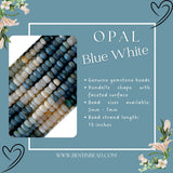 Blue White Opal Rondelle Gemstone Beads