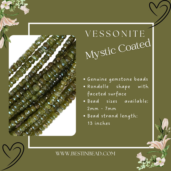Mystic Vessonite Rondelle Gemstone Beads