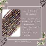 Amethyst Light AB Coated Rondelle Gemstone Beads