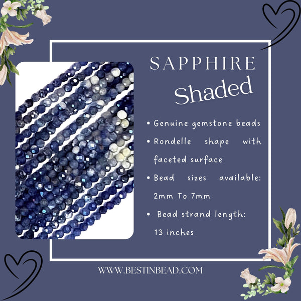 Sapphire Shaded Rondelle Gemstone Beads