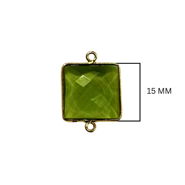 Boho Chic Peridot Bezel Pendant - Handcrafted Gemstone Necklace with 24kt Gold Plating
