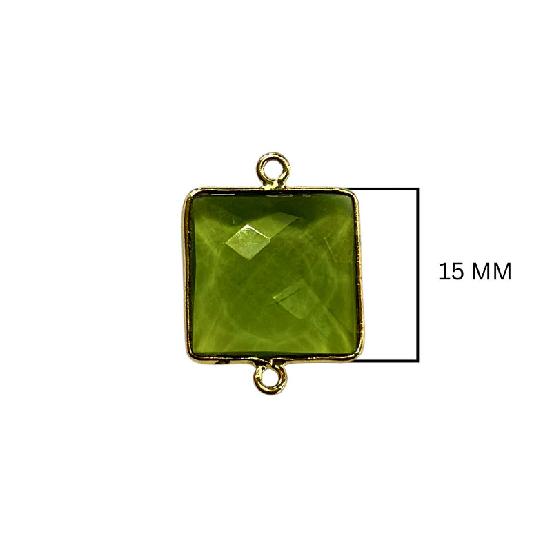 Boho Chic Peridot Bezel Pendant - Handcrafted Gemstone Necklace with 24kt Gold Plating