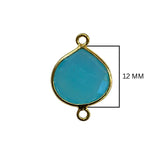 Chalcedony Blue Heart Pendant - Boho Chic Gemstone Necklace with 24kt Gold Elegance