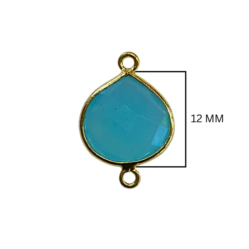 Chalcedony Blue Heart Pendant - Boho Chic Gemstone Necklace with 24kt Gold Elegance