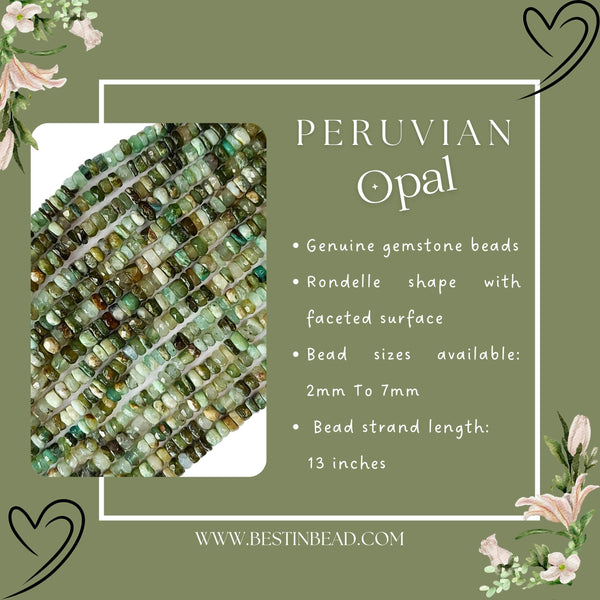 Peruvian Opal Dark Rondelle Gemstone Beads