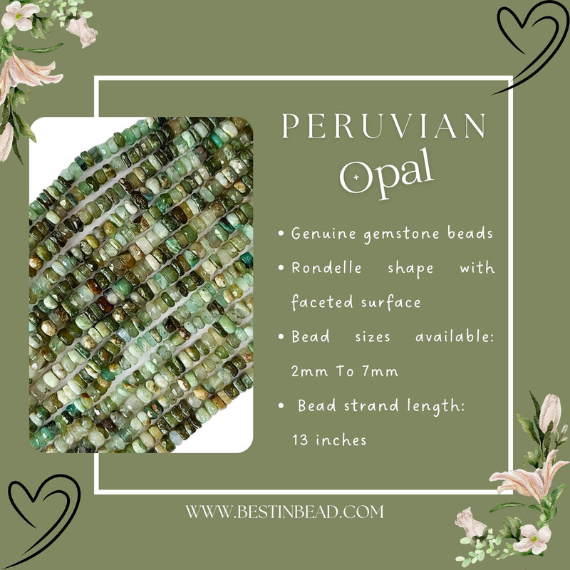 Peruvian Opal Dark Rondelle Gemstone Beads