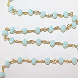 Amazonite Gold Rosary Chain - Jewelry Making Supplies for Necklace, Bracelet, Earring, Anklet - Beaded Gemstone Rosary