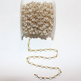 Aquamarine 5-6MM Gold Rosary Chain - Jewelry Making Supplies for Necklace, Bracelet, Earring, Anklet - Beaded Gemstone Rosary