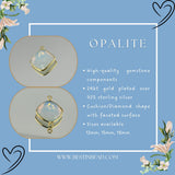 Opalite Cushion/Diamond Pendant - Boho Chic Gemstone Necklace with 24kt Gold Elegance