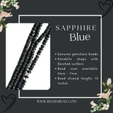Blue Sapphire Smooth Rondelle Gemstone Beads - Natural Semi Precious Bead Strand - Sizes 2mm to 7mm - Jewelry Making Supplies