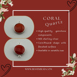 Boho Chic Coral Bezel Pendant - Handcrafted Gemstone Necklace in 925 Sterling Silver with Stunning Finishes