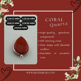 Boho Chic Coral Bezel Pendant - Handcrafted Gemstone Necklace in 925 Sterling Silver with Stunning Finishes