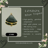 Boho Chic London Blue Topaz Bezel Pendant - Handcrafted Gemstone Necklace with 24kt Gold Plating