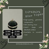 Boho Chic London Blue Topaz Bezel Pendant - Handcrafted Gemstone Necklace in 925 Sterling Silver with Stunning Finishes