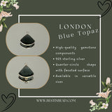 Boho Chic London Blue Topaz Bezel Pendant - Handcrafted Gemstone Necklace in 925 Sterling Silver with Stunning Finishes