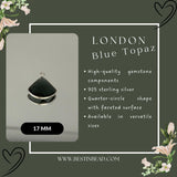 Boho Chic London Blue Topaz Bezel Pendant - Handcrafted Gemstone Necklace in 925 Sterling Silver with Stunning Finishes