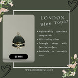 Boho Chic London Blue Topaz Bezel Pendant - Handcrafted Gemstone Necklace in 925 Sterling Silver with Stunning Finishes