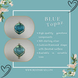 Boho Chic Blue Topaz Bezel Pendant - Handcrafted Gemstone Necklace in 925 Sterling Silver with Stunning Finishes