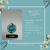 Boho Chic Blue Topaz Bezel Pendant - Handcrafted Gemstone Necklace in 925 Sterling Silver with Stunning Finishes