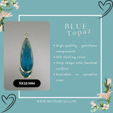 Boho Chic Blue Topaz Bezel Pendant - Handcrafted Gemstone Necklace in 925 Sterling Silver with Stunning Finishes