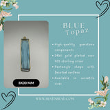 Boho Chic Blue Topaz Bezel Pendant - Handcrafted Gemstone Necklace with 24kt Gold Plating