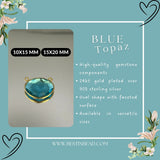 Boho Chic Blue Topaz Bezel Pendant - Handcrafted Gemstone Necklace with 24kt Gold Plating