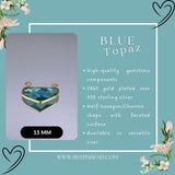 Boho Chic Blue Topaz Bezel Pendant - Handcrafted Gemstone Necklace with 24kt Gold Plating