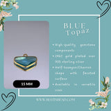 Boho Chic Blue Topaz Bezel Pendant - Handcrafted Gemstone Necklace with 24kt Gold Plating