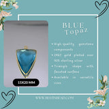 Boho Chic Blue Topaz Bezel Pendant - Handcrafted Gemstone Necklace with 24kt Gold Plating