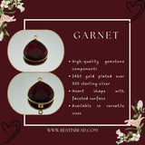Garnet Heart Pendant - Boho Chic Gemstone Necklace with 24kt Gold Elegance