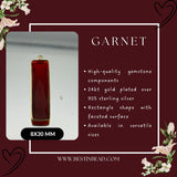 Garnet Rectangle/Bar Pendant - Boho Chic Gemstone Necklace with 24kt Gold Elegance