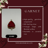 Boho Garnet Sterling Silver Pendant - Triangle Gemstone Bezel
