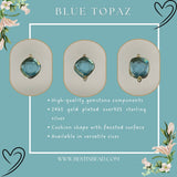 Boho Chic Blue Topaz Bezel Pendant - Handcrafted Gemstone Necklace with 24kt Gold Plating