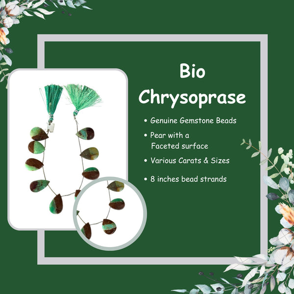 Bio Chrysoprase Pear Bead Strand