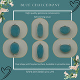 Boho Chic Chalcedony Blue Bezel Pendant - Handcrafted Gemstone Necklace in 925 Sterling Silver with Stunning Finishes